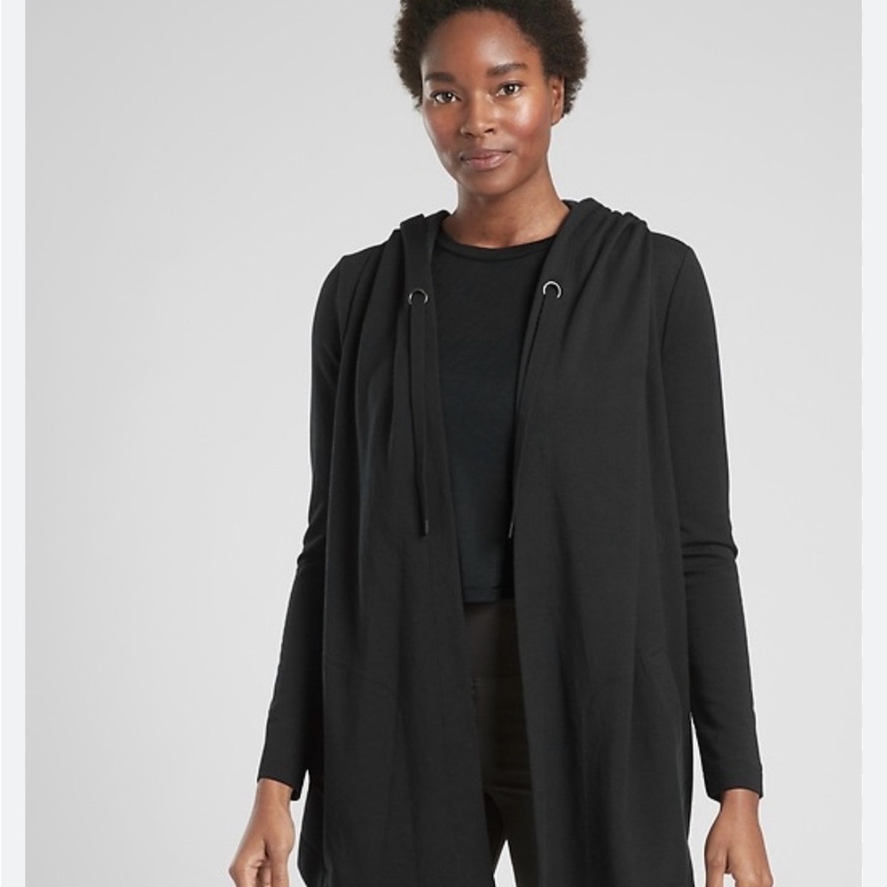 Athleta Black hooded Cardigan/wrap Size small
